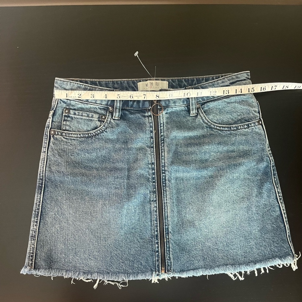 Free People We The Free Women's Denim Jean Mini Skirt Zipper Front Size 27